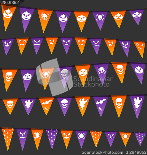 Image of Halloween hanging flags with different symbols