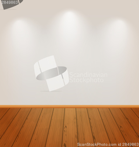 Image of Empty wall with light and wooden floor