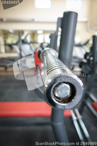 Image of Empty barbell bar waiting to workout