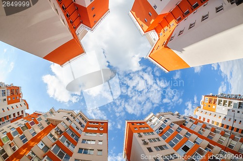 Image of fisheye shot of new resitential buildings