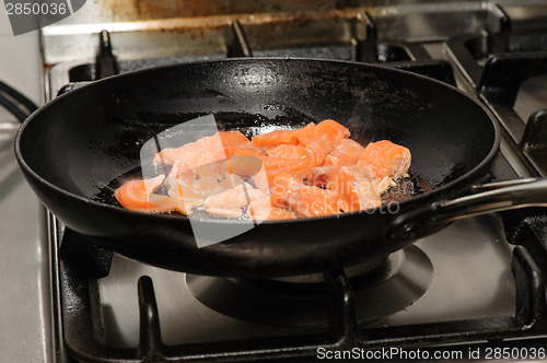Image of fish pieces frying