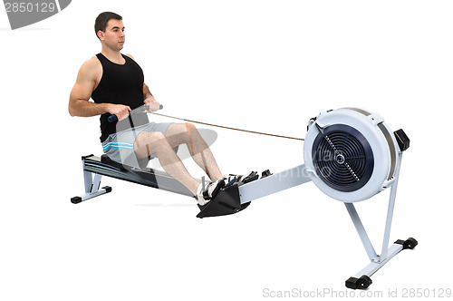Image of man doing indoor rowing