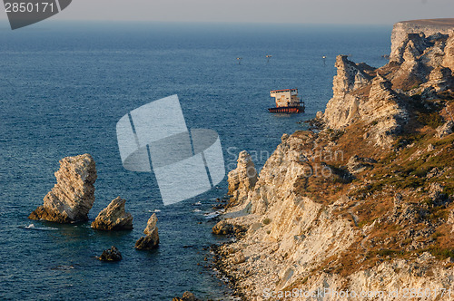 Image of Coastline of Tarhankut in rays of sunset