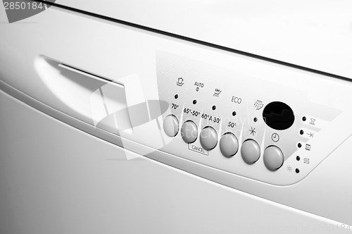 Image of washing machine control panel closeup