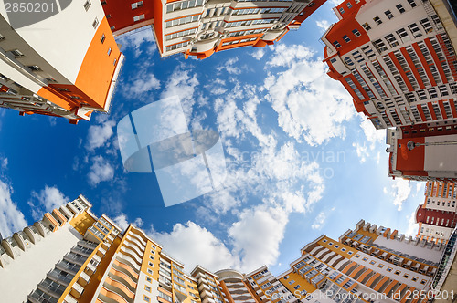 Image of fisheye shot of new resitential buildings