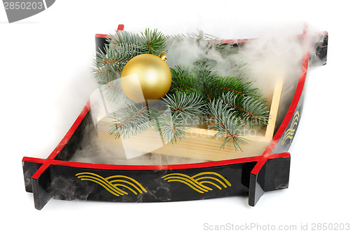 Image of Christmas decoration with mist