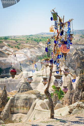 Image of turkish souvenirs hanging on tree