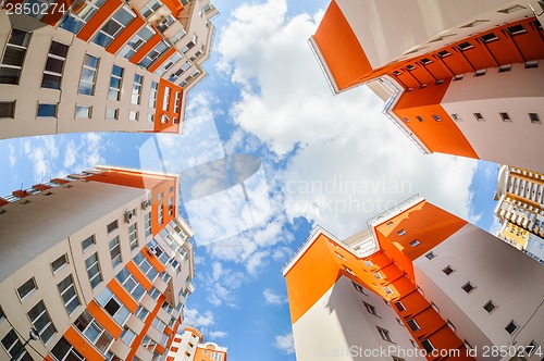 Image of fisheye shot of new resitential buildings