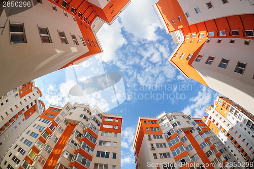 Image of fisheye shot of new resitential buildings