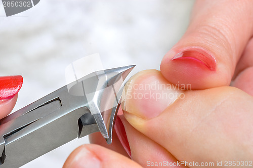 Image of cutting fingernail with clipper