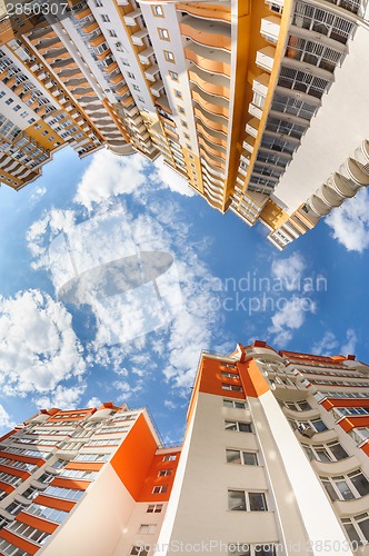 Image of fisheye shot of new resitential buildings