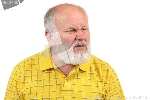 Image of disgusted senior bald man 