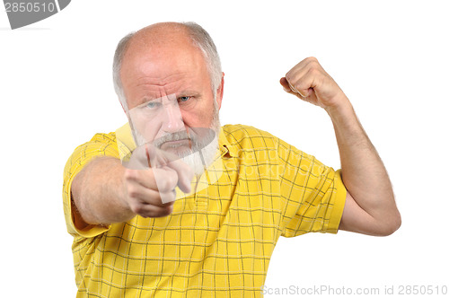 Image of menacing senior bald man 