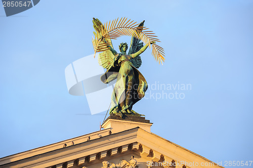 Image of Statue at the roof of theater in Lviv, Ukraine