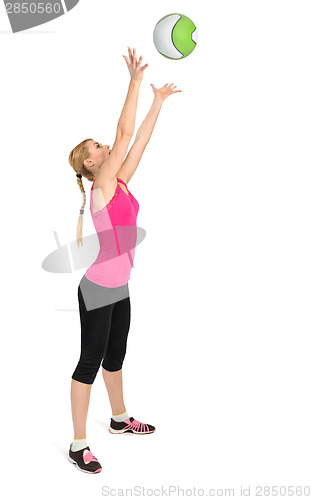 Image of Female throwing medicine ball exercise phase 2 of 2