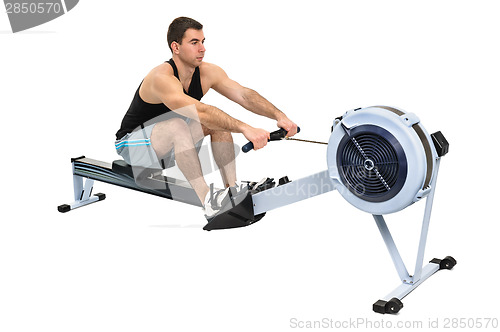 Image of man doing indoor rowing