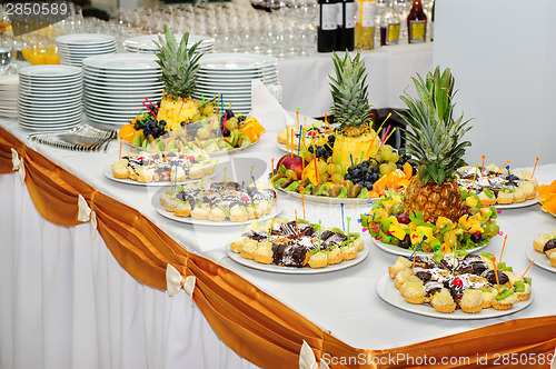 Image of Rich banquet dessert table