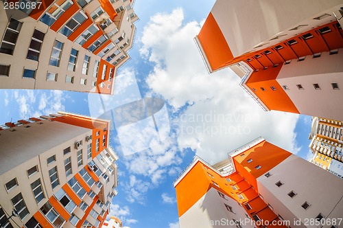 Image of fisheye shot of new resitential buildings