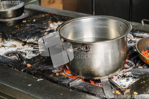 Image of real dirty restaurant kitchen