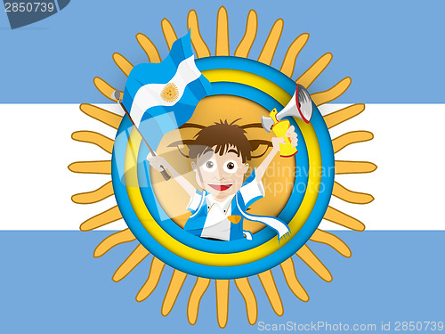 Image of Argentina Soccer Fan Flag Cartoon