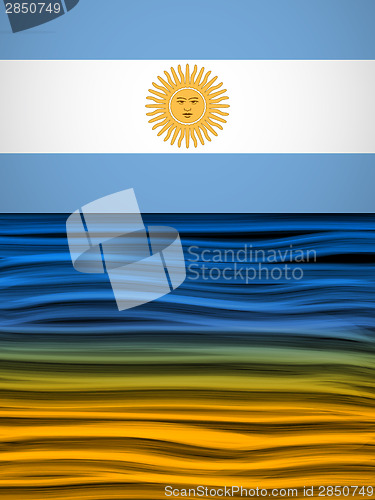 Image of Argentina Flag Wave Yellow White Blue Background