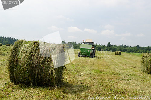 Image of Straw bales agricultural machine gather hay 