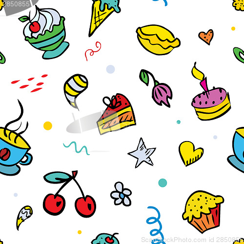 Image of Vector seamless background with sweets