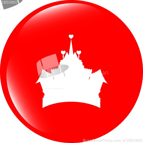 Image of Medieval royal castle - web icon button isolated