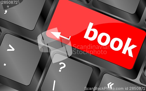 Image of Book button on keyboard keys - business concept