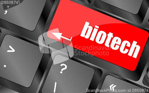 Image of bio tech message on enter key of keyboard