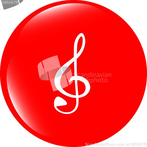 Image of music round glossy web icon on white background