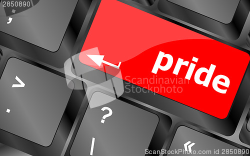 Image of Computer keyboard key with pride word