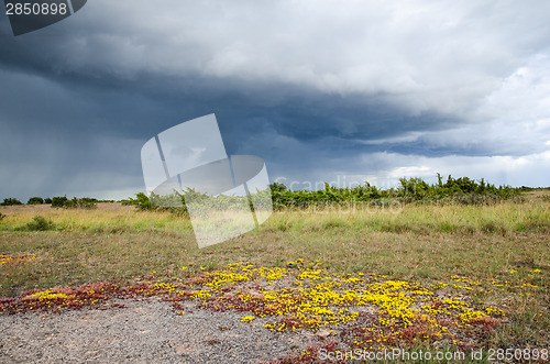 Image of Colourful landscape with bad weather coming up