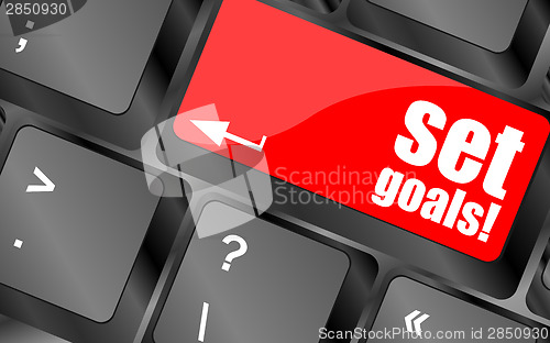 Image of set goals button on keyboard - business concept