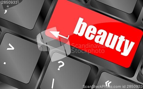 Image of enter keyboard key button with beauty word on it