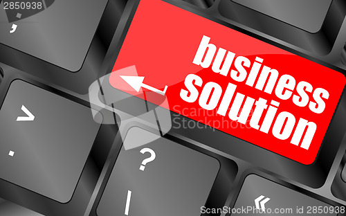 Image of Computer keyboard with business solution key. business concept