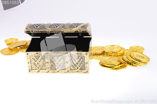 Image of Treasure box with gold coins