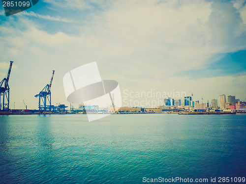 Image of Retro look Harbour Genoa Italy