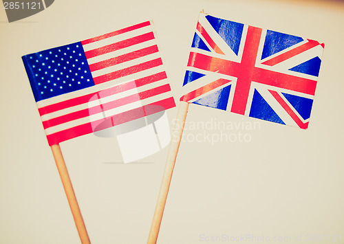 Image of Retro look British and American flags