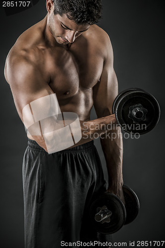 Image of Muscular man lifting weights