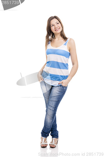Image of Beautiful woman thinking