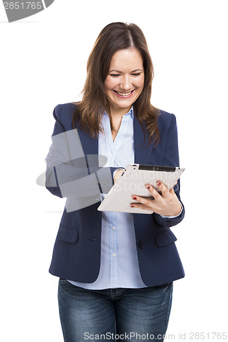 Image of Business woman working with a tablet