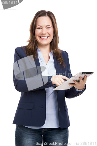 Image of Business woman working with a tablet