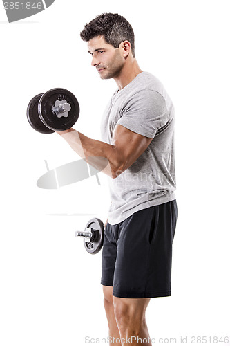 Image of Athletic man lifting weights