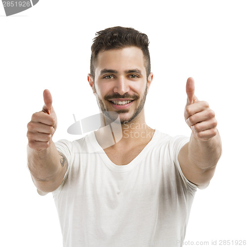 Image of Man smiling with thumbs up