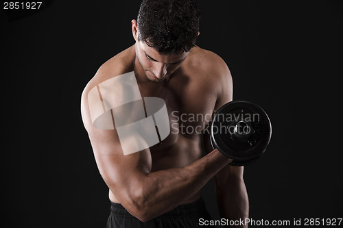 Image of Muscular man lifting weights