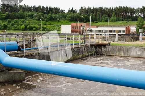 Image of waste sewage water aeration basin bubble 