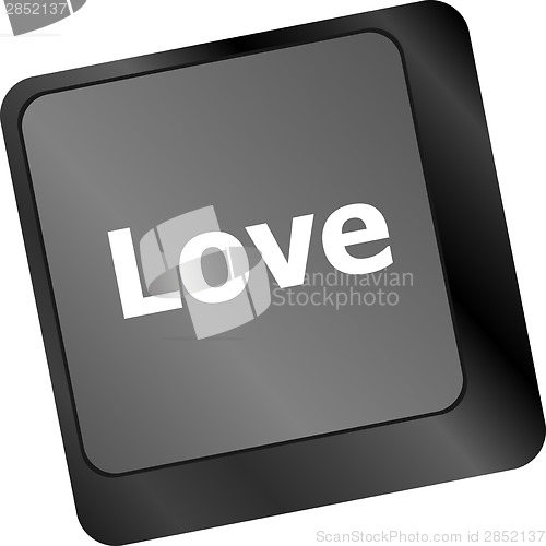 Image of Modern keyboard key with love text. Social network concept