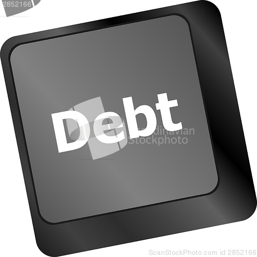 Image of Computer keyboard key debt, business concept