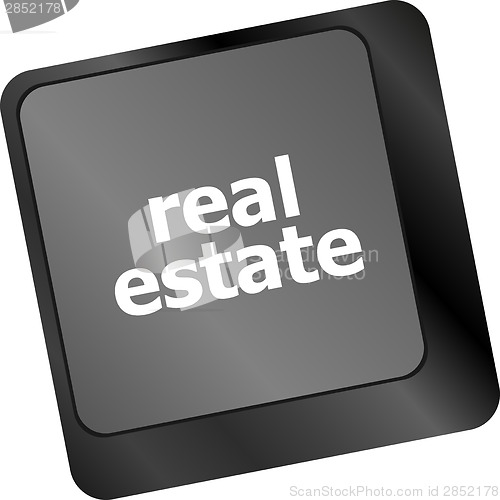 Image of Real Estate concept. hot key on computer keyboard with Real Estate words